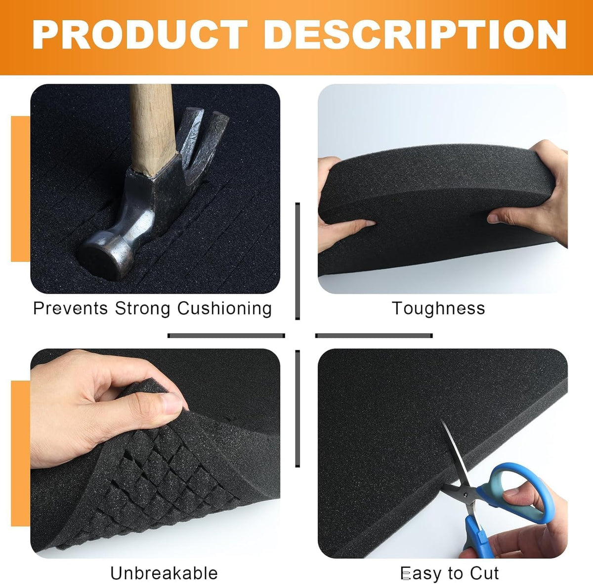 4 Pcs 16" x 12" x 1" Pick-and-Pluck Foam Padding Sheets