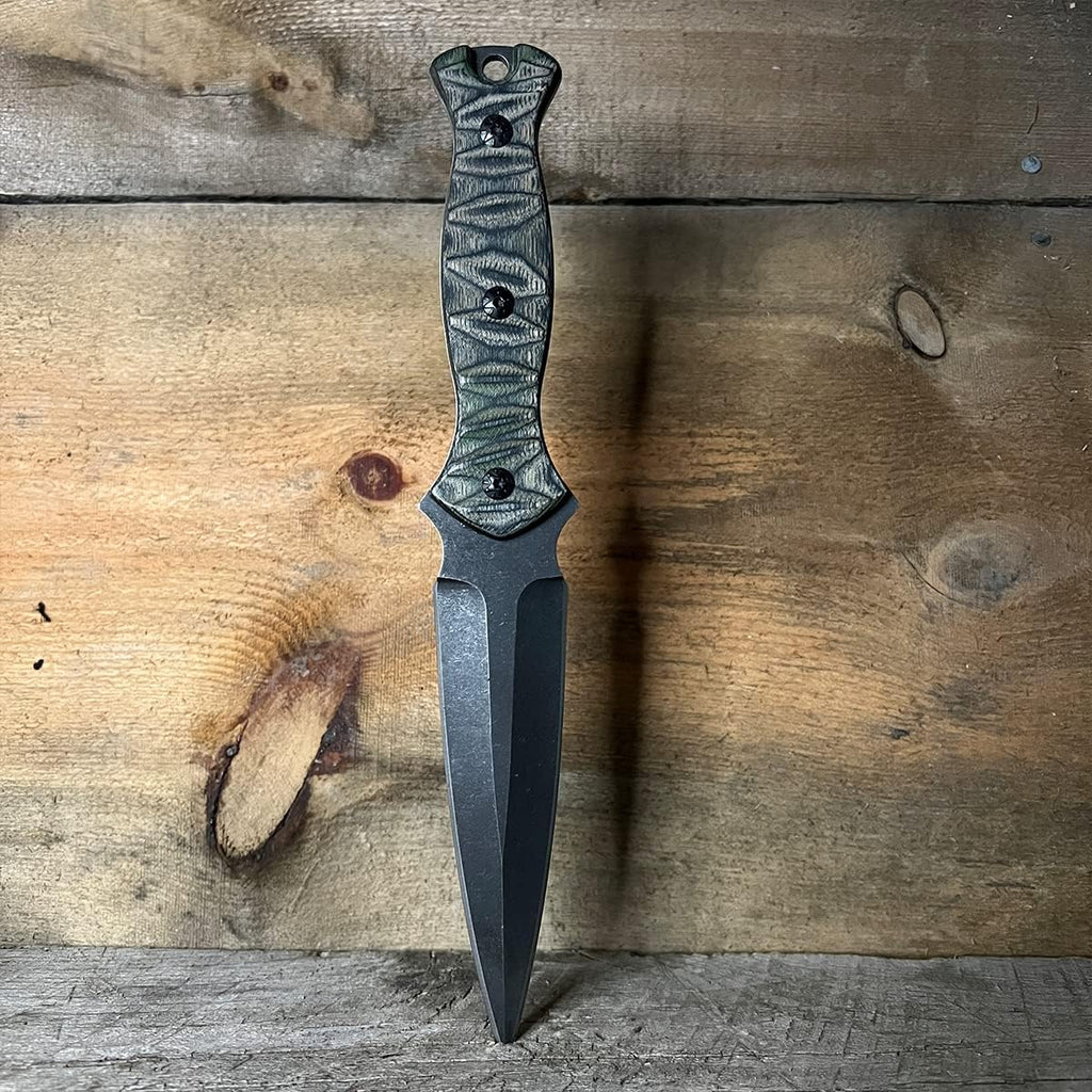 Black Sierra DIY Tactical Dual Edge Knife Making Kit, Build Your Own Fixed Stainless Steel Blade with Leather Sheath