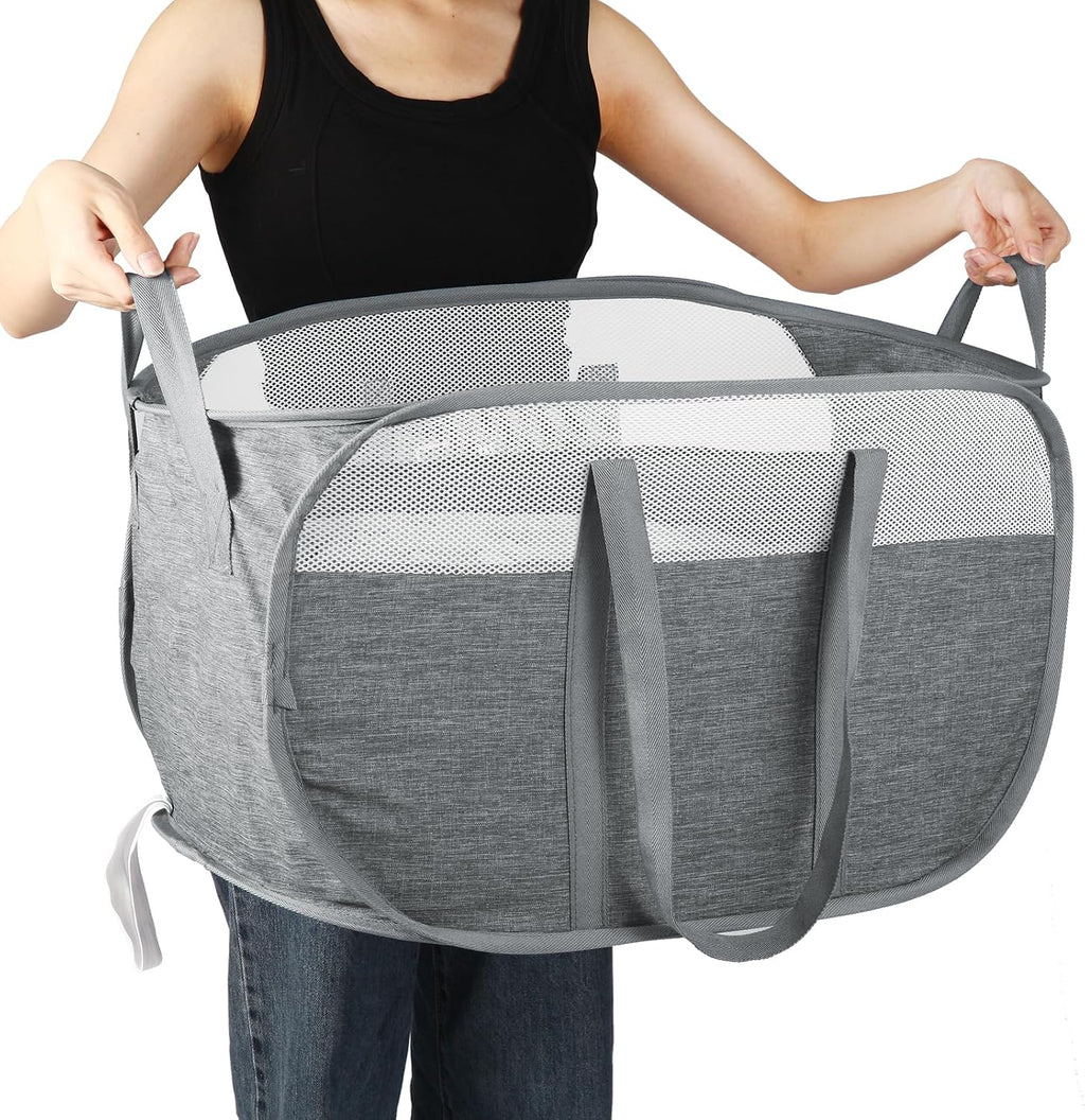 Collapsible Laundry Baskets, Tear Proof Pop Up Laundry Hamper with Dual Handles, Durable Foldable Laundry Basket