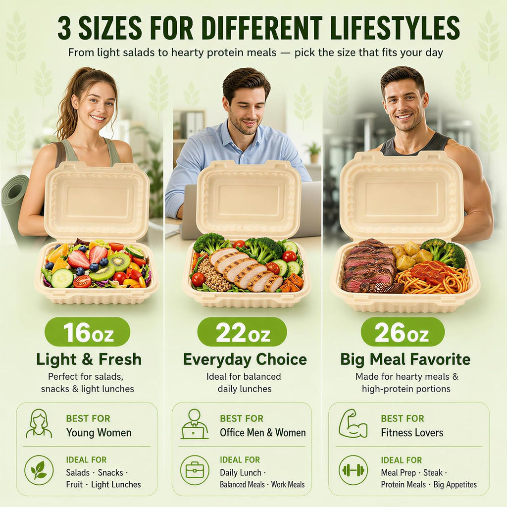 Clamshell Take Out Food Containers,50 Pack-16oz Disposable Meal Prep Containers Durable To Go Containers for Pasta