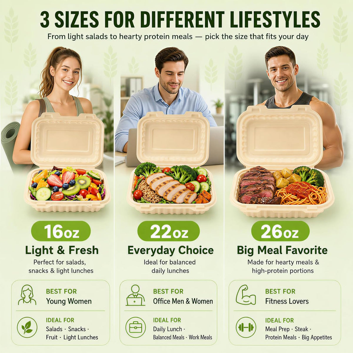 Clamshell Take Out Food Containers,50 Pack-16oz Disposable Meal Prep Containers Durable To Go Containers for Pasta