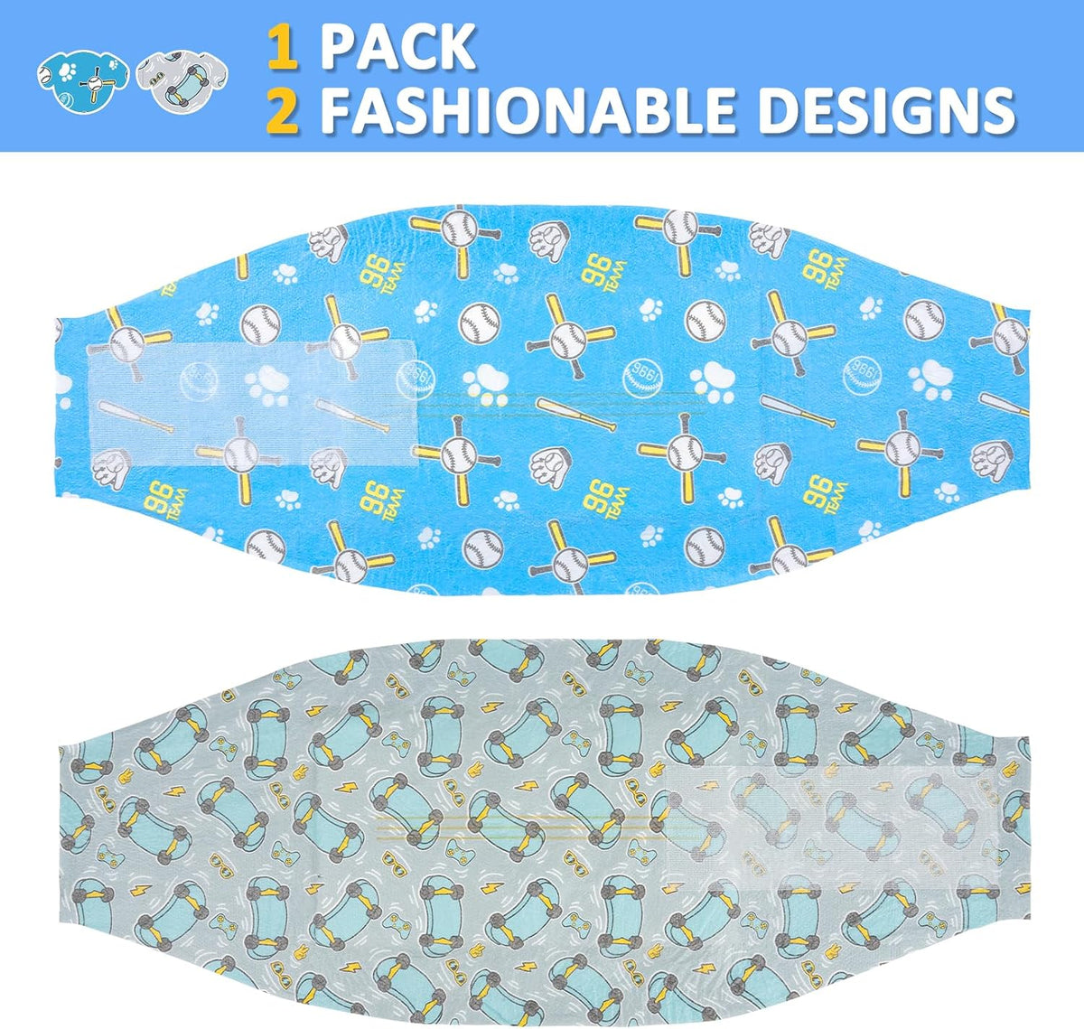 Dog Diapers Male 40ct, Widened Disposable Male Dog Wraps, SuperAbsorbent Doggie Belly Bands with Wetness Indicator