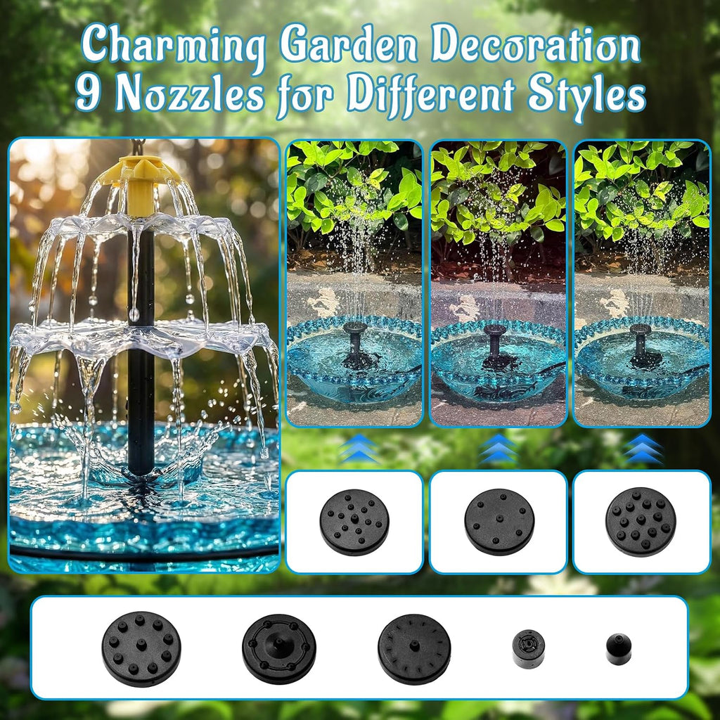 Solar Cascade Hanging Bird Bath Fountain, 3-Tier Hanging Solar Bird Bath with Detachable Solar Panel, 5ft Extension