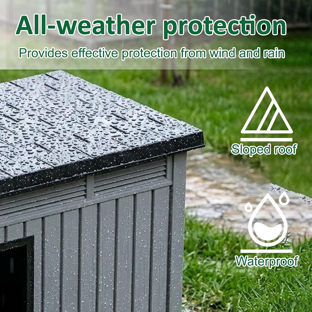 Chicken Coop with Hydraulic Air Rod, Resin Duck Coop with Elevated Floor and Air Vents, Duck House, Backyard Poultry
