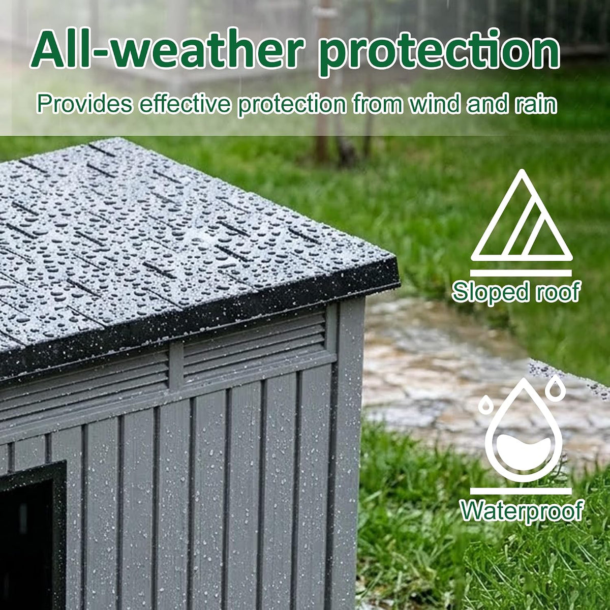 Chicken Coop with Hydraulic Air Rod, Resin Duck Coop with Elevated Floor and Air Vents, Duck House, Backyard Poultry