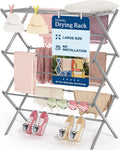 Oversize 3-Tier Clothes Drying Rack, No Install, Grey | Expandable Design, Non-slip feet, Tool-free Setup, Rust