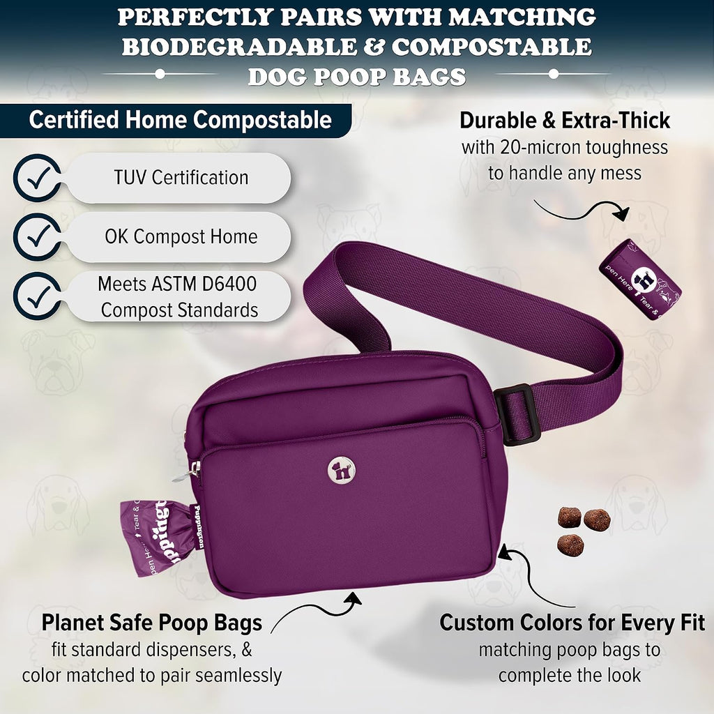 3-in-1 Crossbody Dog Walking Bag & Treat Pouch with Matching Planet Safe Poop Bags & Built-In Dispenser - Dog Mom