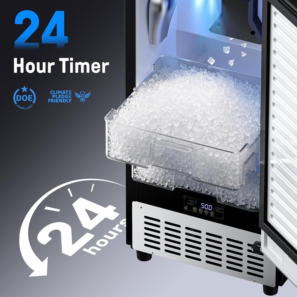 Undercounter Nugget Ice Maker 100lb/24H for Home Bar RV