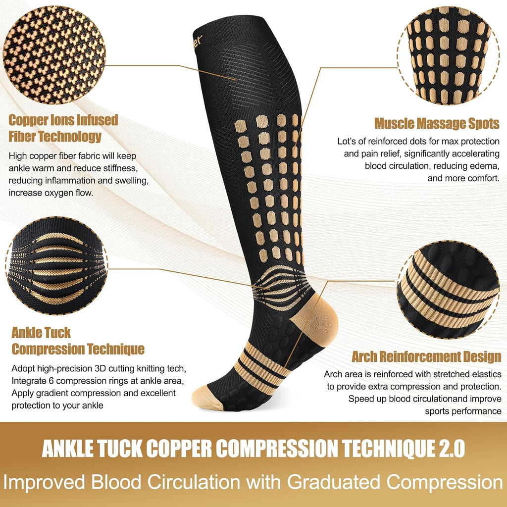 Professional Compression Socks for Women Men Circulation, 20-30 mmHg