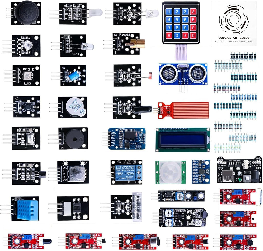ELEGOO 37 in 1 Sensor Modules Kit with Tutorial Compatible with Arduino | Upgraded Parts, Suitable for UNO R3 MEGA
