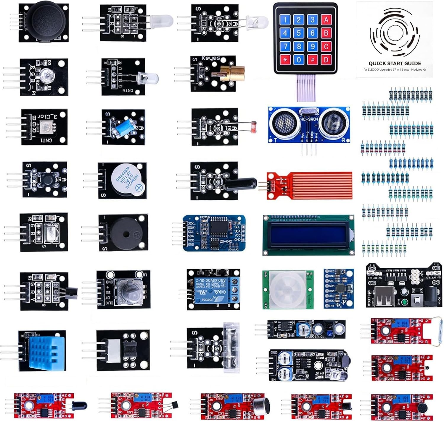ELEGOO 37 in 1 Sensor Modules Kit with Tutorial Compatible with Arduino | Upgraded Parts, Suitable for UNO R3 MEGA