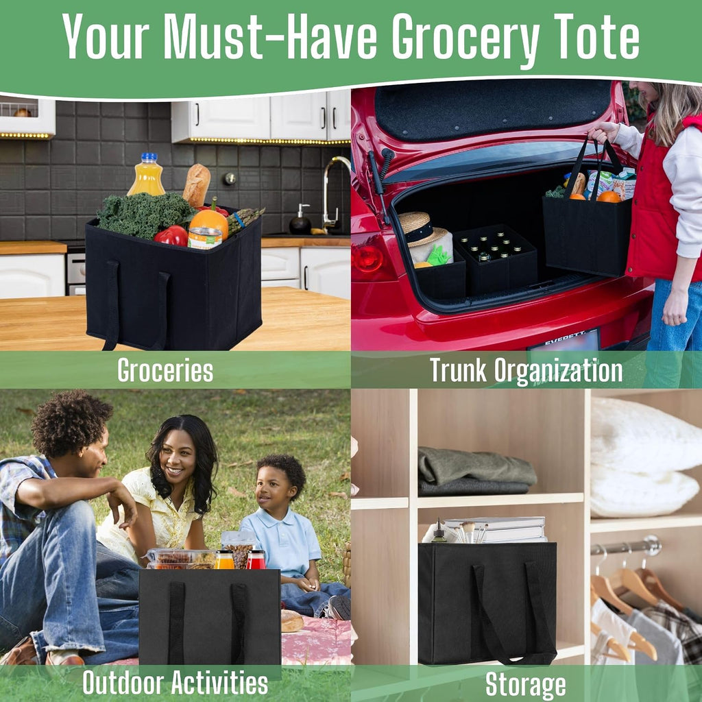 3 Pack Reusable Grocery Shopping Bags Utility Tote w/Sturdy Handles