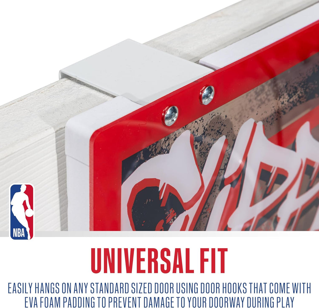 NBA Team Over the Door Basketball Hoops - Kids Indoor Mini Basketball Hoop + Ball Set - NBA Fan Mini Hoops