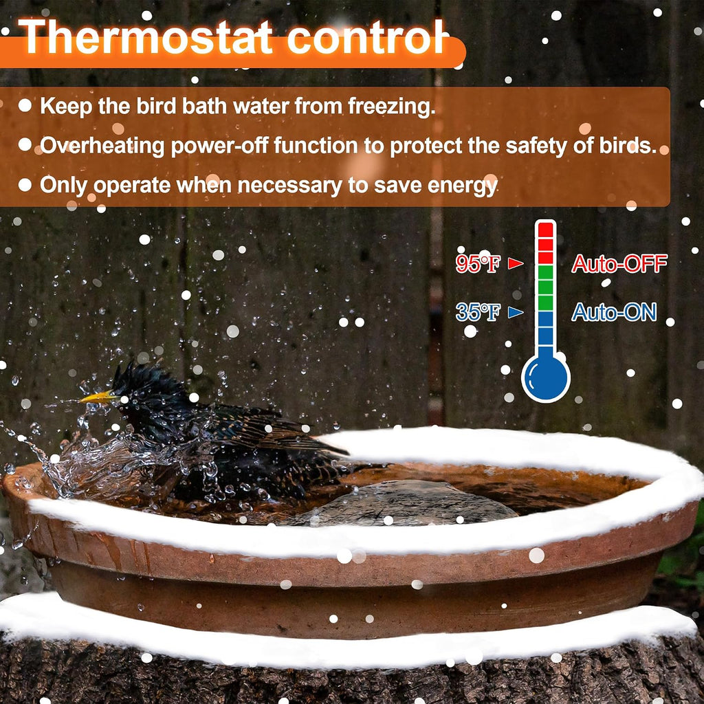 Bird Bath Deicer Heated Rock, 80W, Aluminum Base, 1 Pack, White