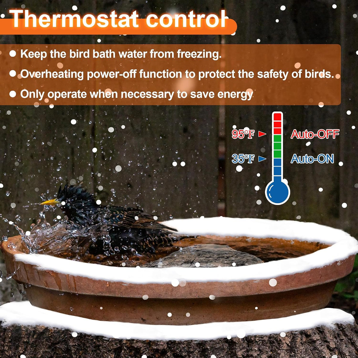 Bird Bath Deicer Heated Rock, 80W, Aluminum Base, 1 Pack, White