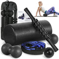 Foam Roller Set - High Density Back Roller, Muscle Roller Stick | Foot Fasciitis Ball, Stretching Strap, Massager