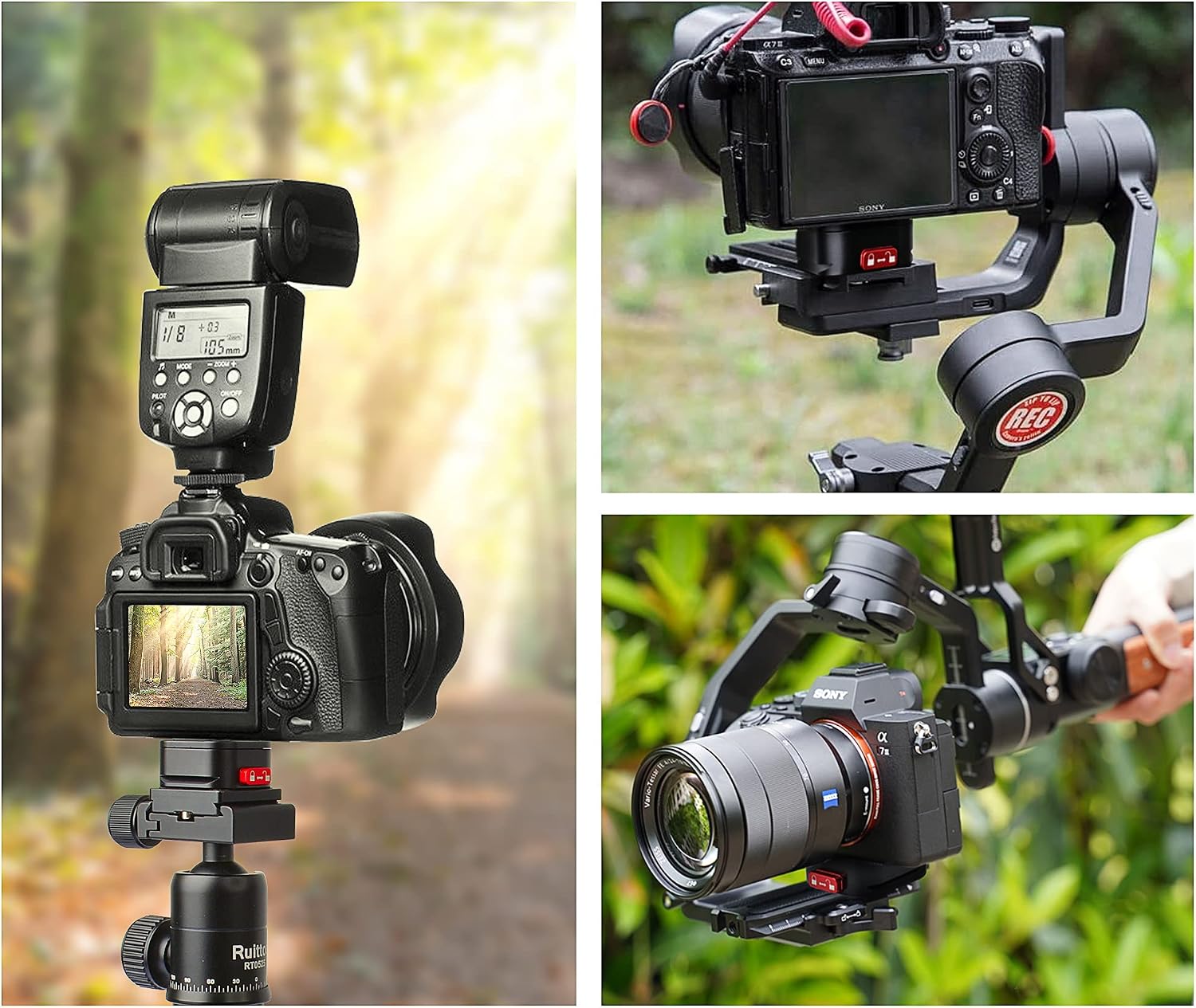 Quick Release Plate, Camera Tripod Mount Arca Swiss QR Plate Fast Claw Clamp Compatible with Canon Sony Nikon Pentax