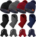 12 Pieces Kids Winter Hat Glove Scarf Sets Thick Fleece Knitted Beanie Touchscreen Warmer Gaiter for Boys and Girls