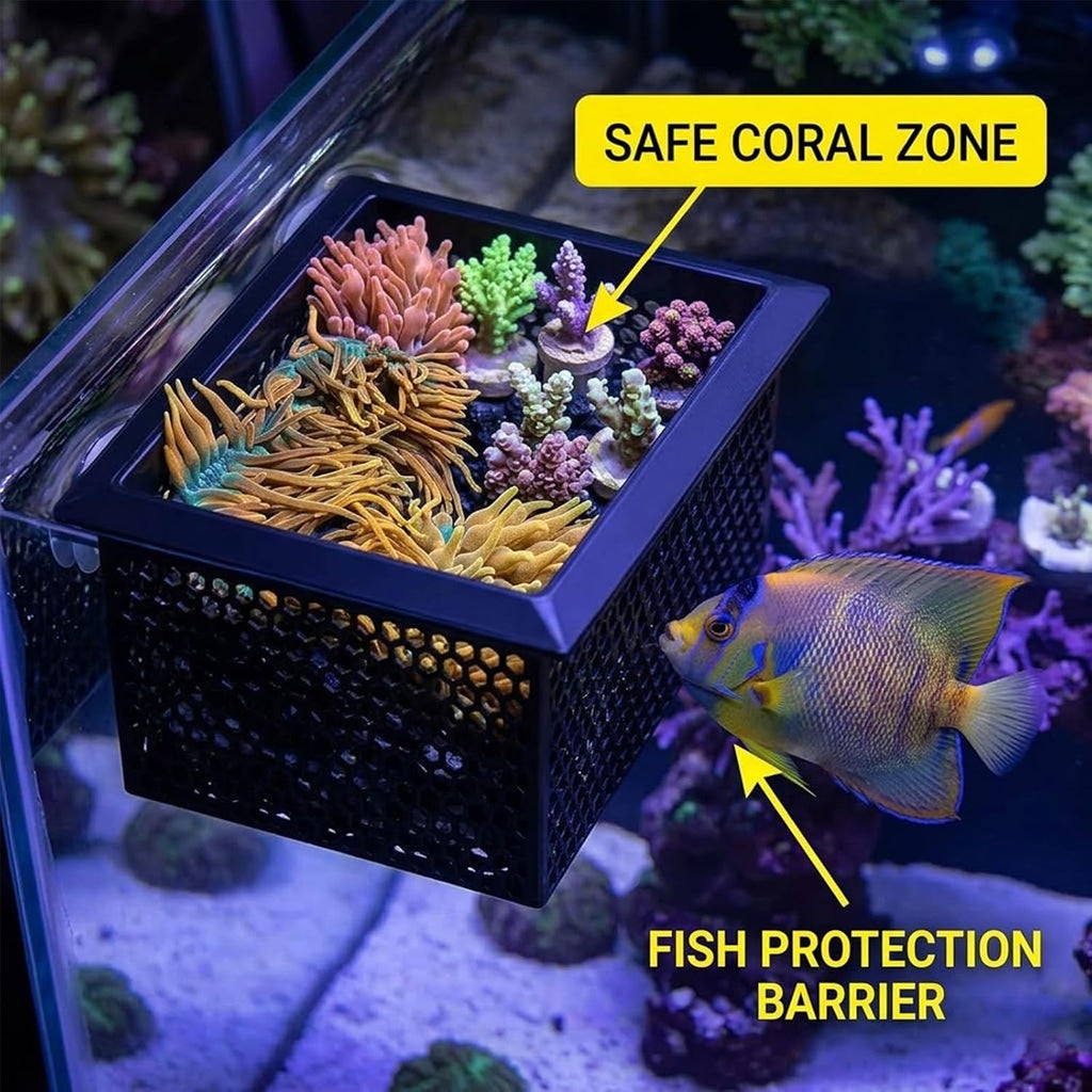 Floating Coral Frag Rack and Fish Isolation Box for Saltwater Reef Tank, 4x6 Inch Saltwater Coral Frag Holder with