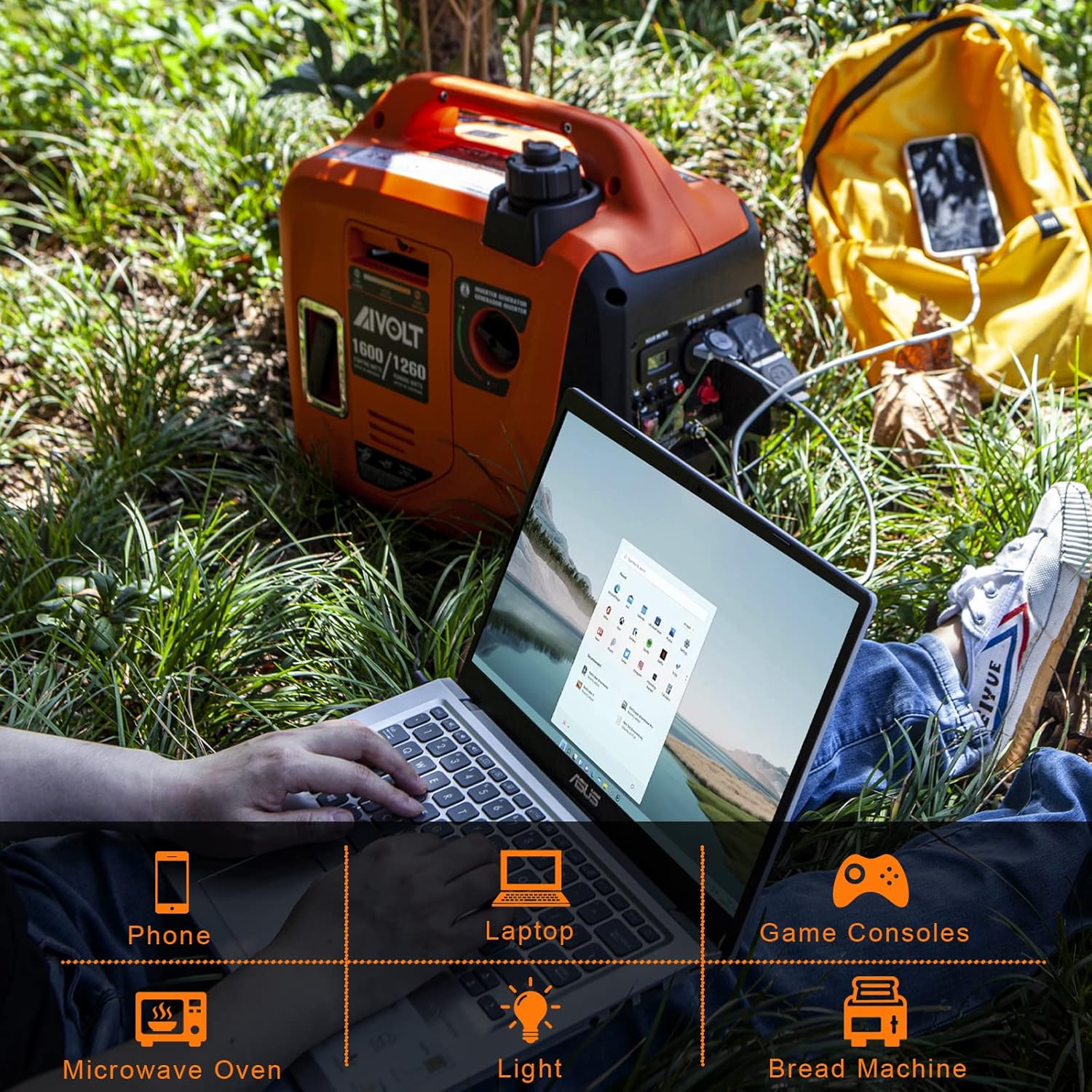 1600W Super Quiet Inverter Generator 28lbs Portable for Camping | Gas Generator. 1260W Running. Super Quiet 57dBA.