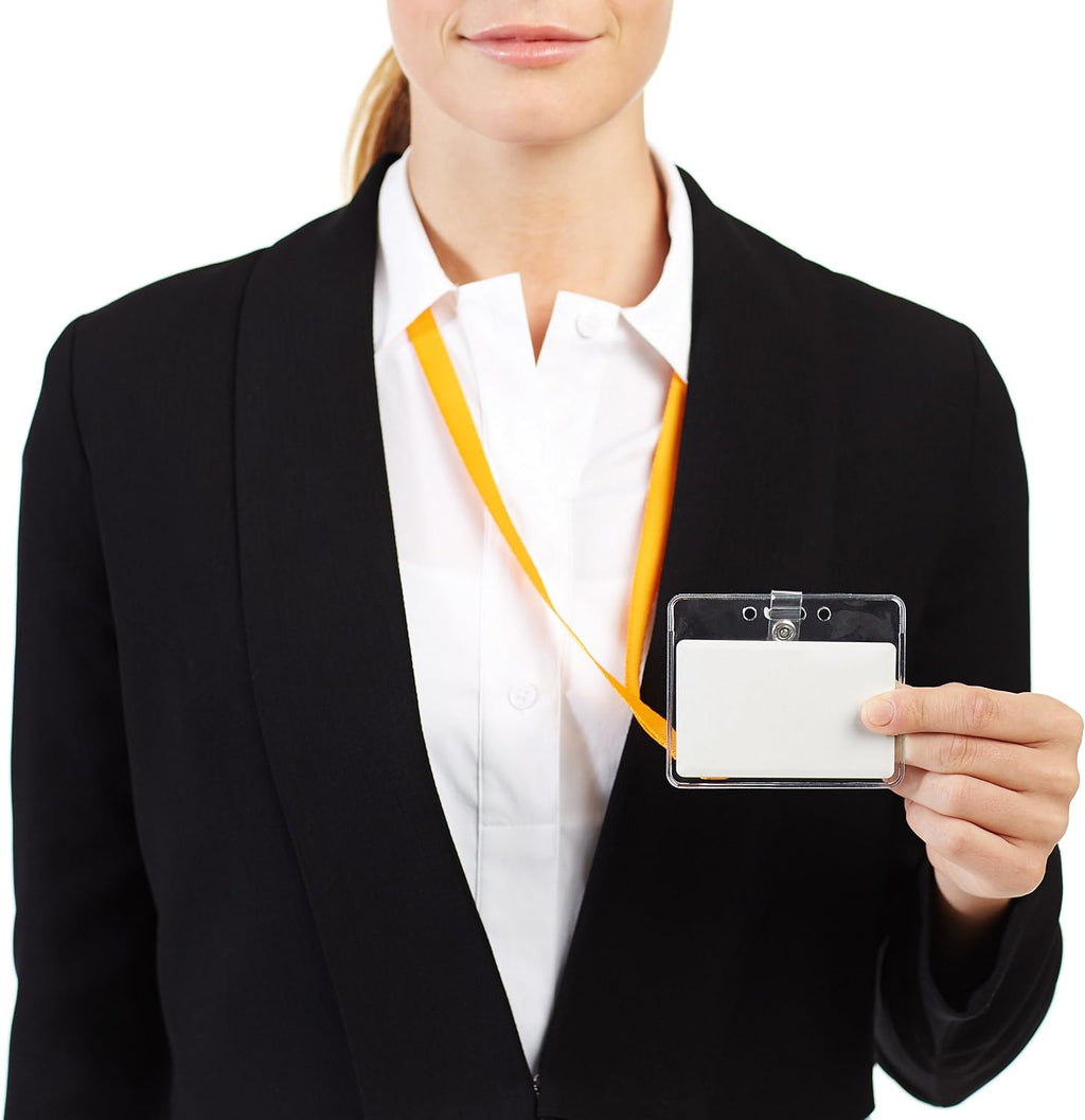 Horizontal Clear Plastic ID Badge Holders, 3.38" x 2.38"