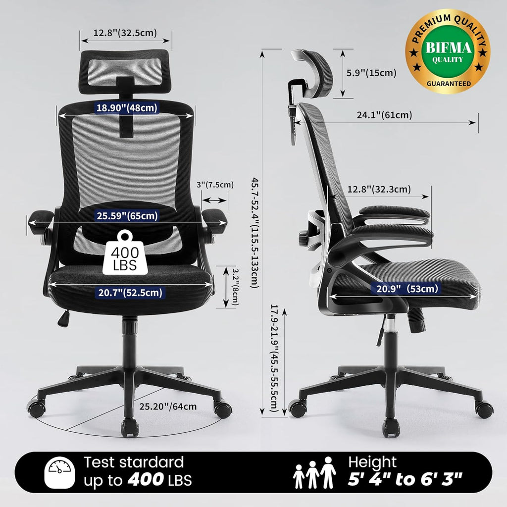 Ergonomic Office Chair, 400 LBS Computer Chairs with Adjustable Lumbar Support, Breathable Mesh Desk Chair Ergonomic