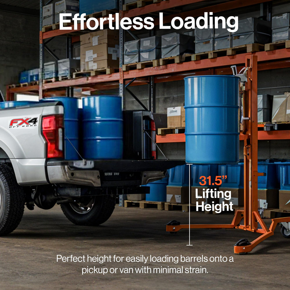 Hydraulic Drum Lift for 55-Gallon Drums, 550 LB Capacity