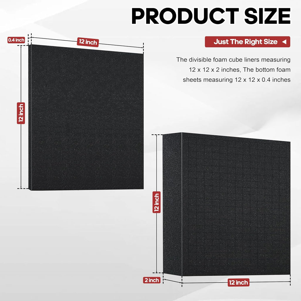 4‑Pack Dual‑Thickness Pick and Pluck Foam Insert, Pre‑Cube Foam