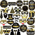 New Years Eve Photo Booth Props 2026, Pack of 35 | Gold and Black New Years Photo Booth Props for Happy New Years