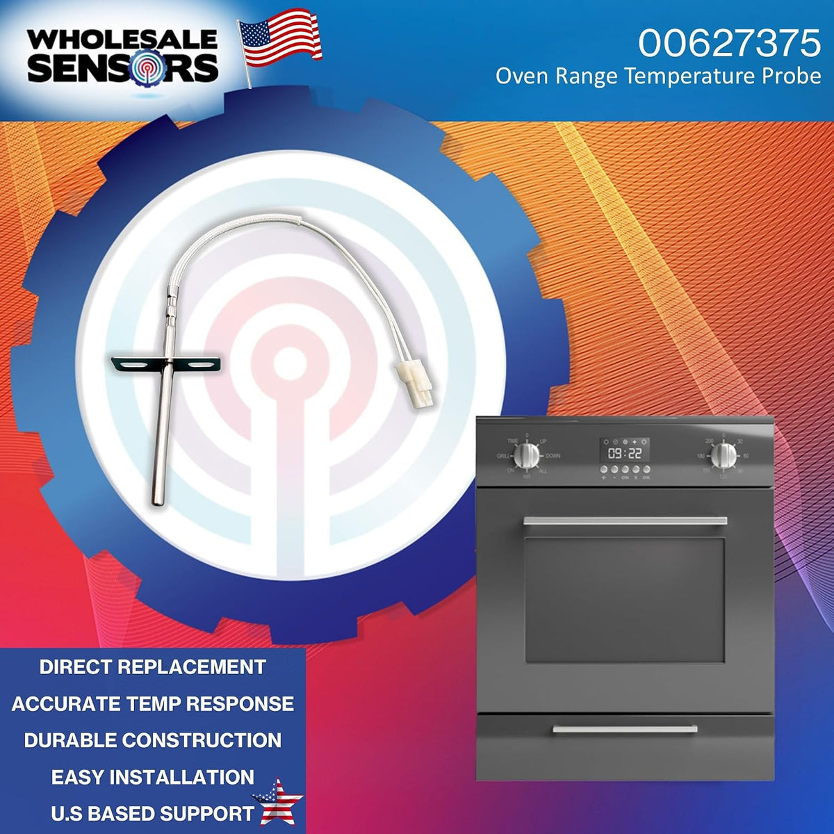 Replacement for Bosch 00627375 Oven Temperature Sensor Probe