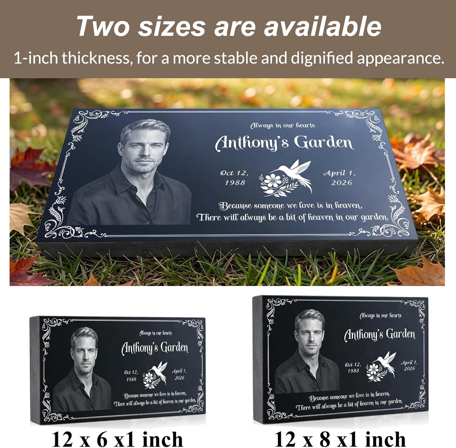 Headstone Grave Marker Natural Granite Memorial Stone Flat Cemetery Tombstone Personalized Engraved Temporary Grave