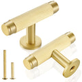 5-Pack Solid Brass Cabinet Knobs, Single Hole T Bar Handles