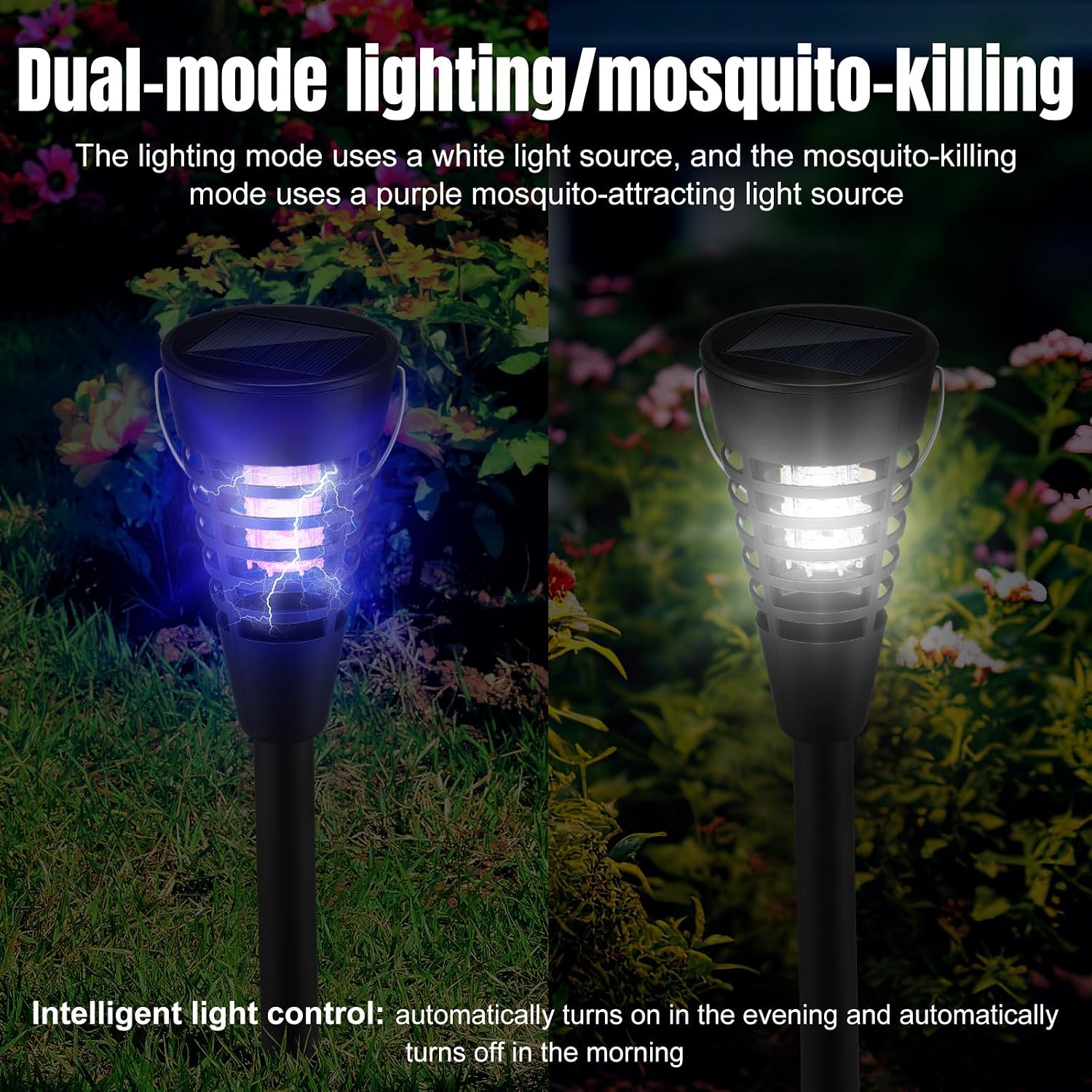 4 Pack Solar Bug Zapper & Mosquito Killer Outdoor Waterproof Cone-Shaped LED Light Mosquito Repellent for Patio