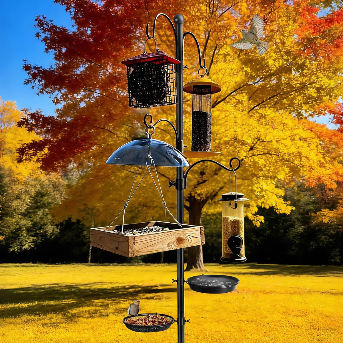 Bird Feeder Pole, Bird Feeding Station 88 Inch Shepherds Hooks for Outdoor Heavy Duty 1 Inch Dia Humming Birds Feeder