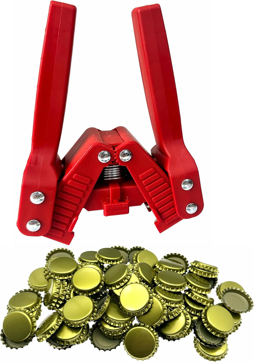 Manual Beer Bottle Capper Tool with 150 count Beer Bottle Caps,26mm Beer Corking Machine for Home Brewing (RED)
