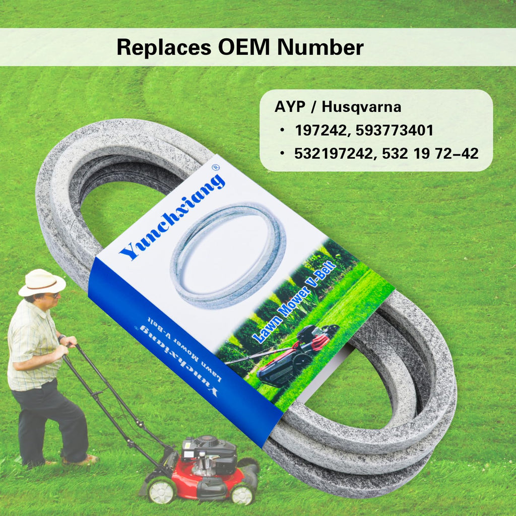 Dofank 593773401, 532197242 Deck Belt Kevlar for Husqvarna 48 inch Deck Belt YTH2348, YTH24V28 Lawn Mower, Replaces 532 19 72-42, 197242 Husqvarna - 5/8" x 139"