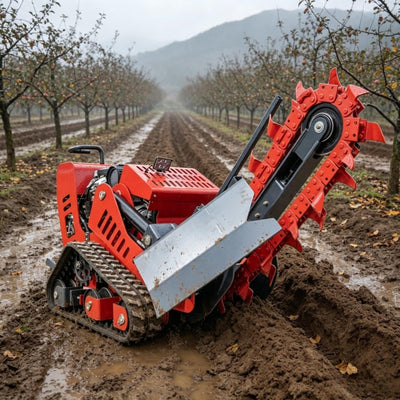 Compact Crawler Skid Steer Ditcher for Orchard Pipeline Construction