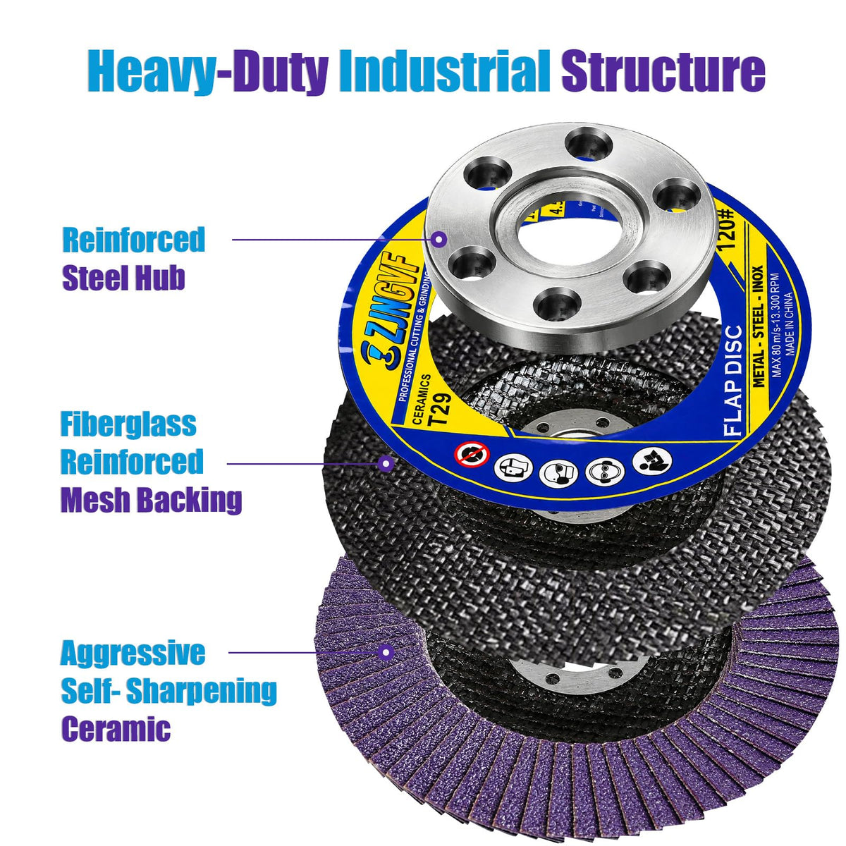 ZJNGVF Flap Discs 4 1/2 for Angle Grinder Self-Sharpening Purple Ceramic