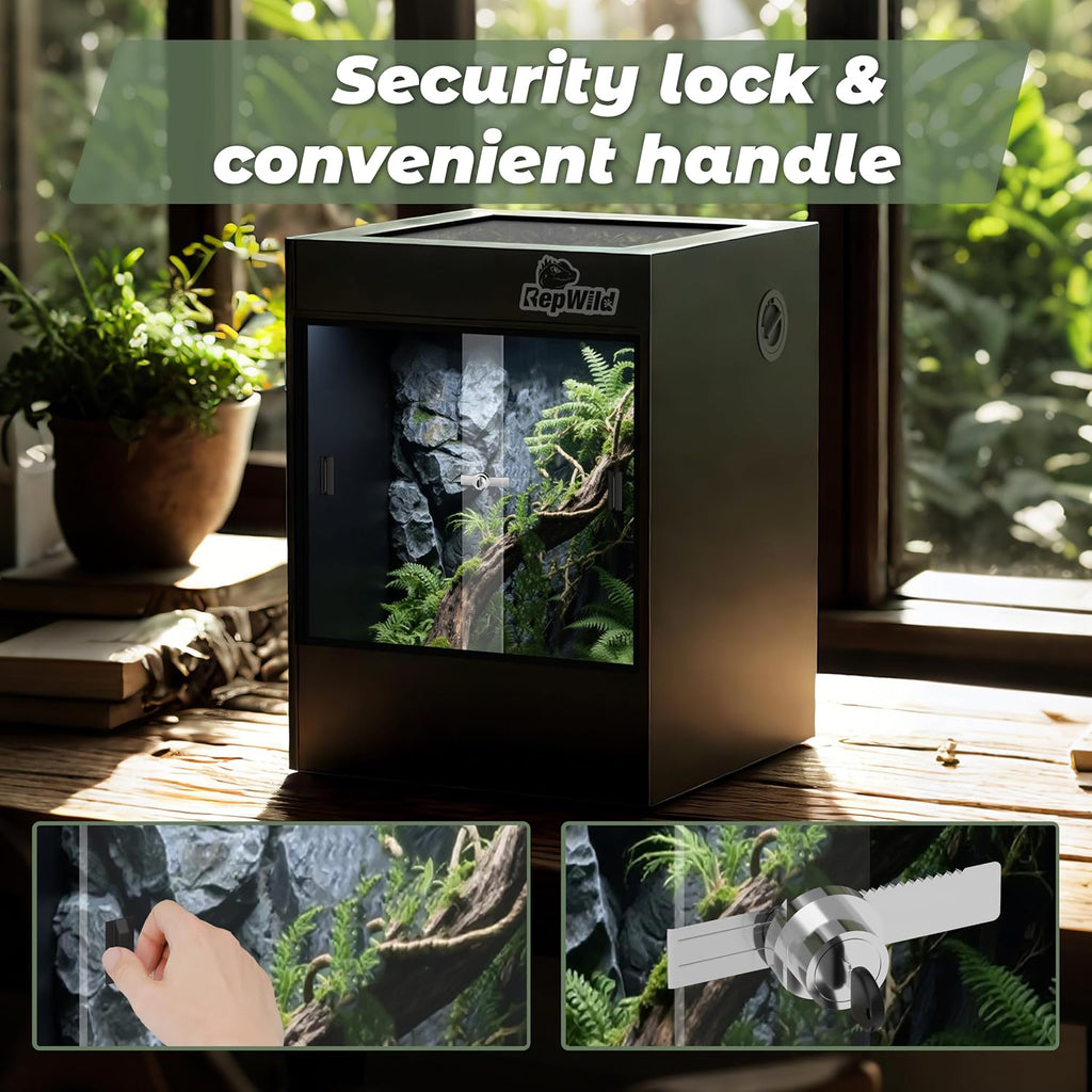 33 Gallon PVC Tall Reptile Terrarium, 18x18x24 Arboreal Enclosure | Vertical Habitat Enclosure with Sliding Door &