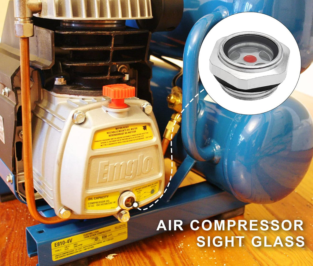 Air Compressor Oil Sight Glass, 3/4 Inch NPT, 1'' OD Male Thread, 4Pcs