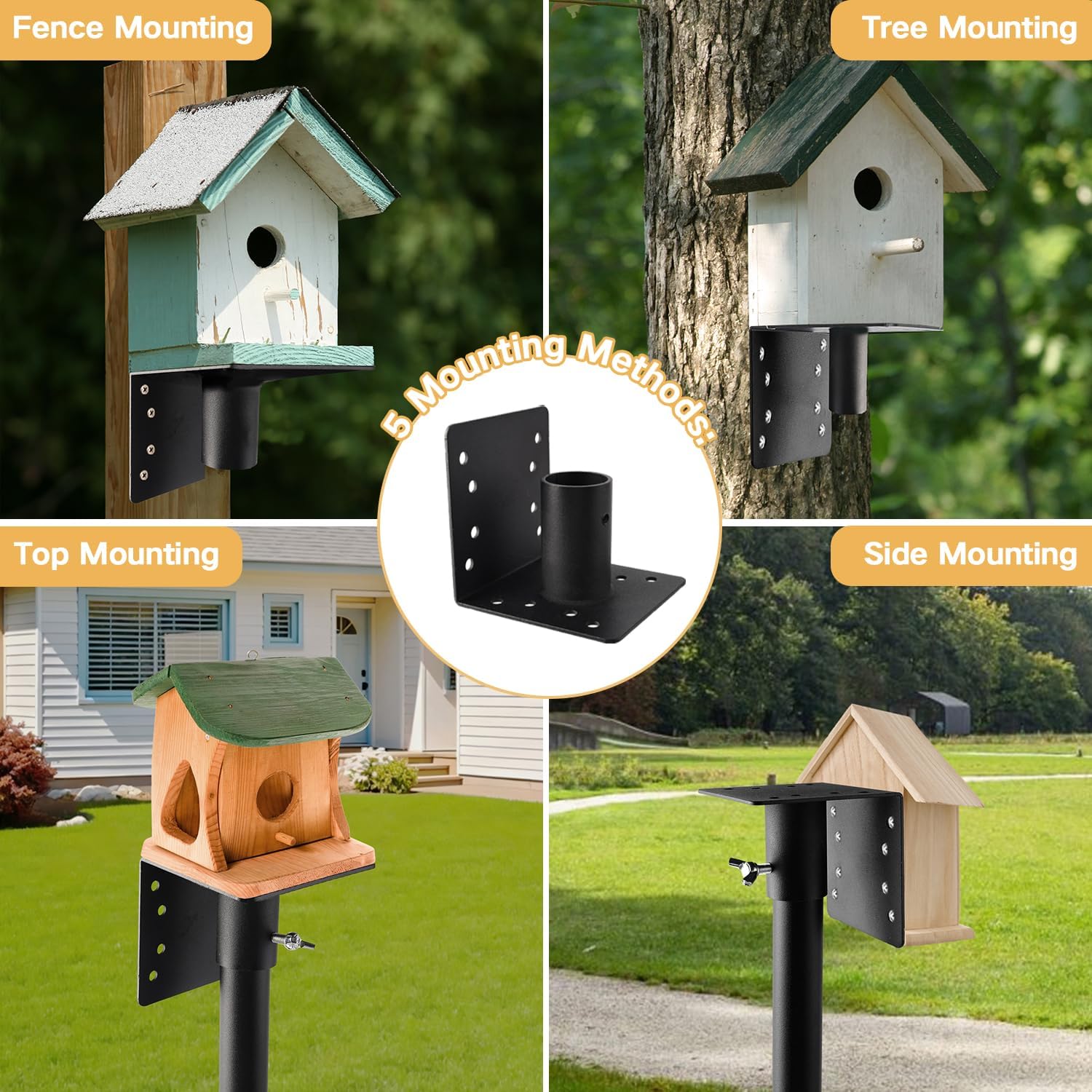 Bird House Pole 79in Heavy Duty Stand for Feeders Houses | Universal Top Plate,Rustproof Coating,5-Prong