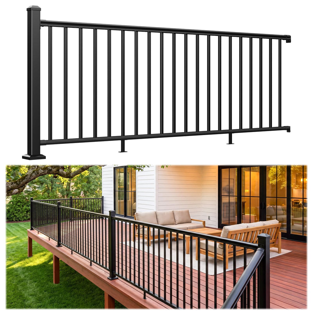 1 Pack 36 in x 8 ft Modular Aluminum Porch and Deck Railing Kit