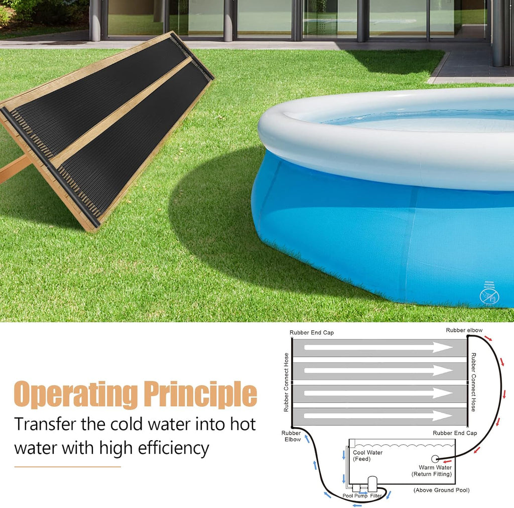 2.5FT x 10FT/ 20FT Solar Pool Heater for Above Ground Pool Inground Pools, Swimming Pool Solar Panel Heating System