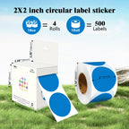2 Inch Round Adhesive Color-Code Dot Stickers,4Rolls/2000 per Rolls dots Label Dispenser Box, Circle Stickers Label