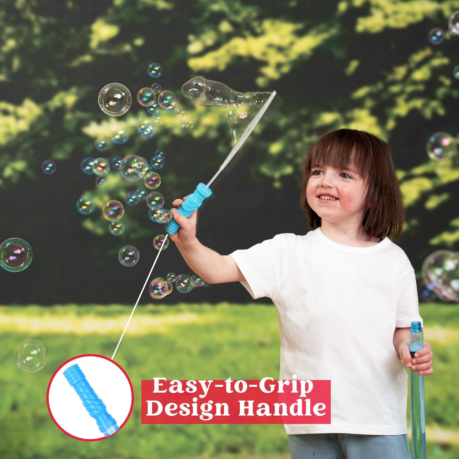 14.6’’ Big Bubble Wands for Kids, 6 PCS Bubble Wand with Refill Solution for Summer Toy Party Favor, Outdoors Toy