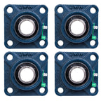 Jeremywell UCF201-8 1/2" 4-Bolt Flange Bearing, 4 Pack, Cast Iron