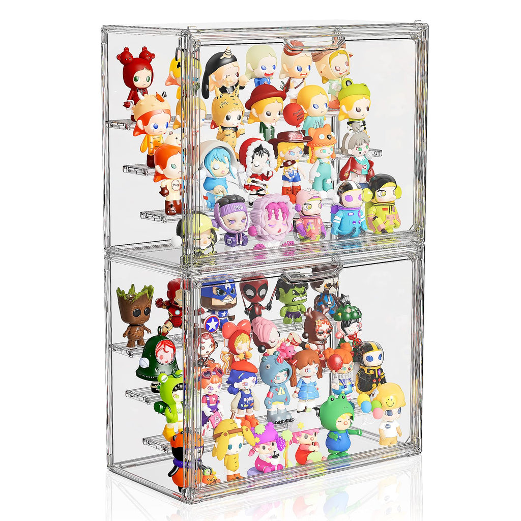 Clear Acrylic Display Case for Collectibles 4 Layer Hobby Figure Display Case Box with Shelves Stackable Figurine
