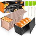 Pullman Loaf Pan with Lid, 2 Pack 2.2 LB & 1 LB Dough Capacity, Non-Stick Carbon Steel Bread Pan for Sandwich Bread