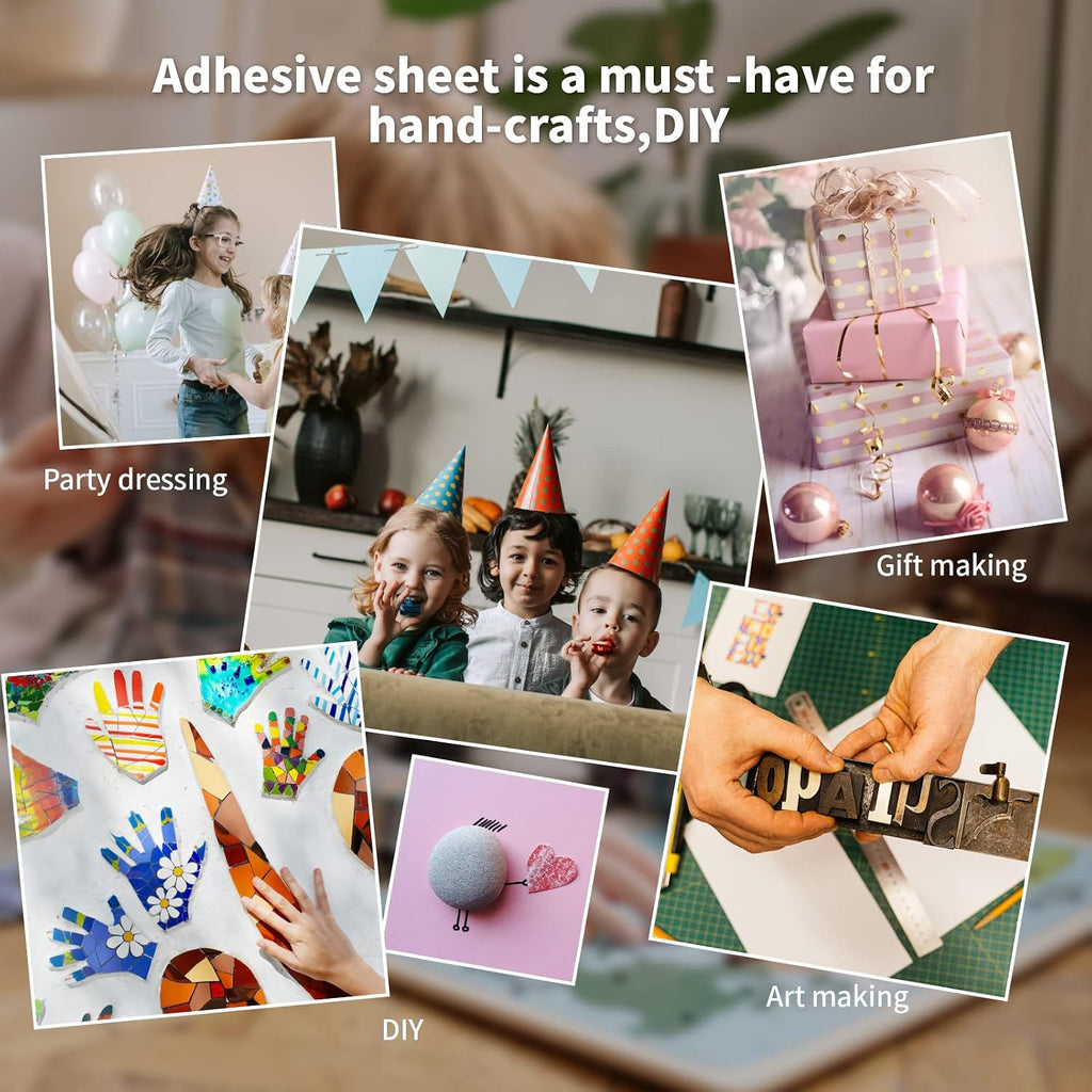 Double-Sided Tape Sheet, Adhesive Tile Setting Mat, 12" x 360", Clear