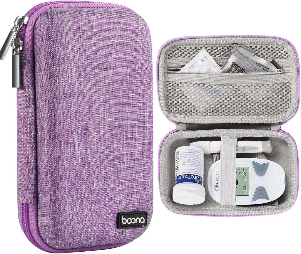 Diabetes Travel Case EVA Hard Shell Diabetic Supplies Bag Organizer for Blood Sugar Testing Kit, Glucose Monitor Kit